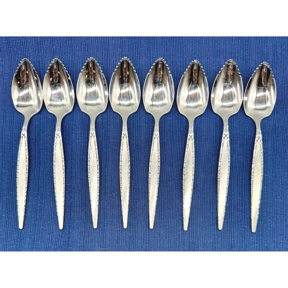 Oneida Community Venetia Grapefruit Spoons Silver Stainless Steel Set of 8